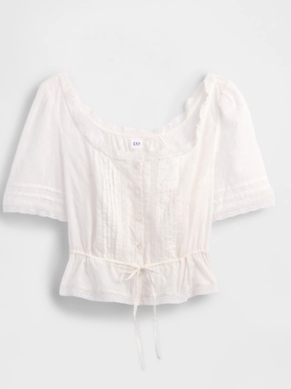 GAP Cream Lace-Trim Peplum Blouse
